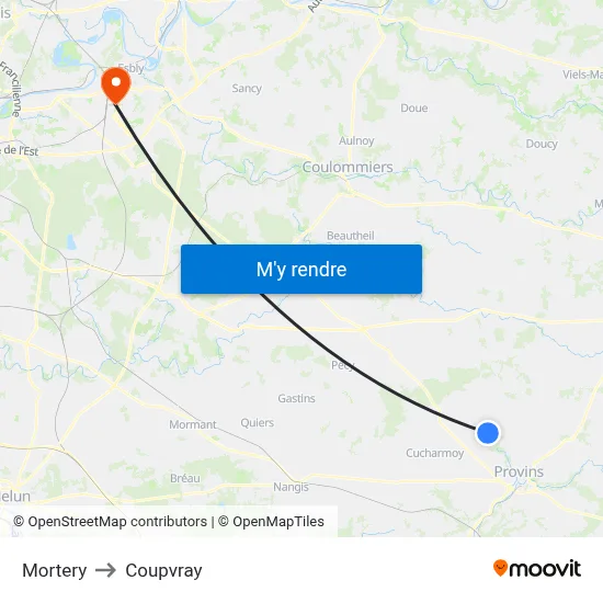 Mortery to Coupvray map