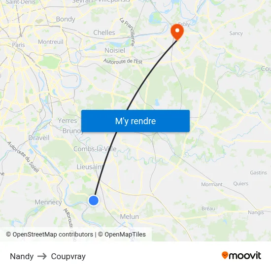 Nandy to Coupvray map