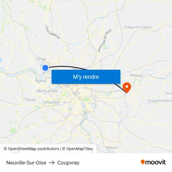 Neuville-Sur-Oise to Coupvray map