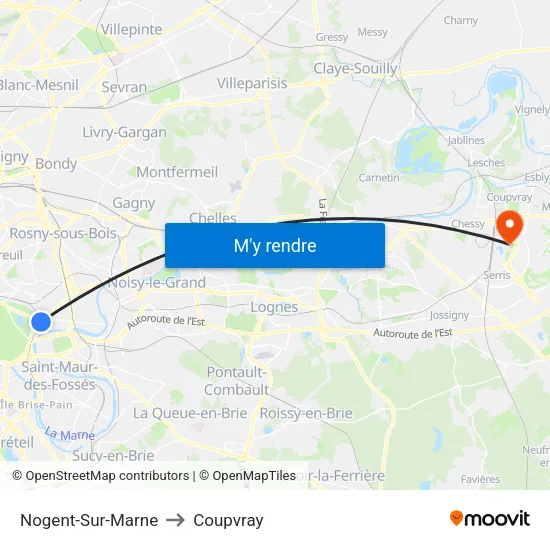 Nogent-Sur-Marne to Coupvray map