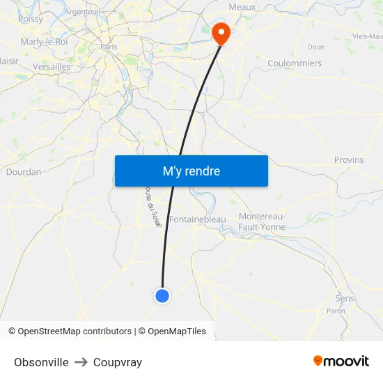 Obsonville to Coupvray map