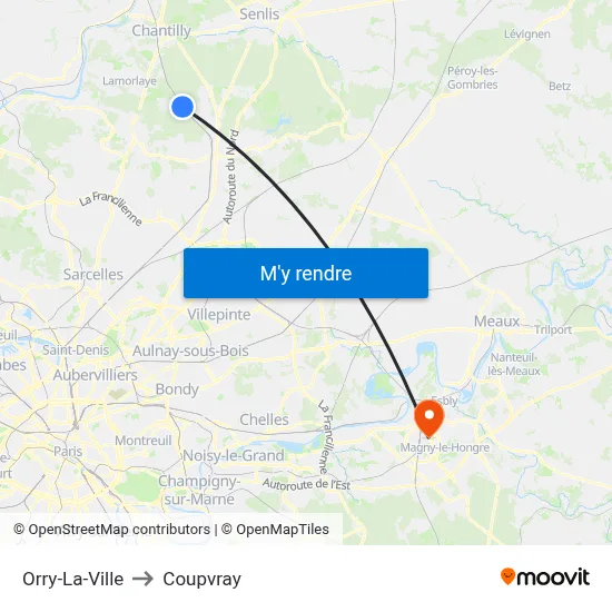 Orry-La-Ville to Coupvray map