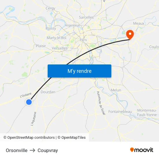 Orsonville to Coupvray map
