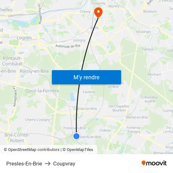Presles-En-Brie to Coupvray map