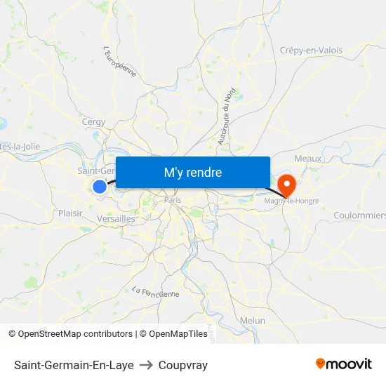 Saint-Germain-En-Laye to Coupvray map