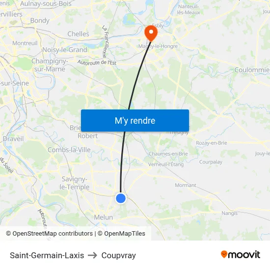 Saint-Germain-Laxis to Coupvray map