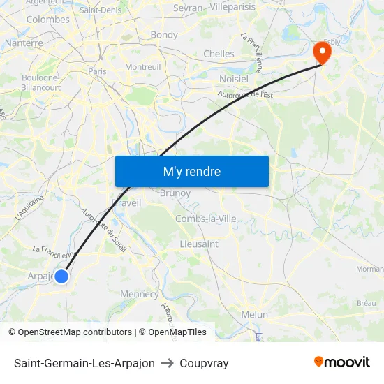 Saint-Germain-Les-Arpajon to Coupvray map