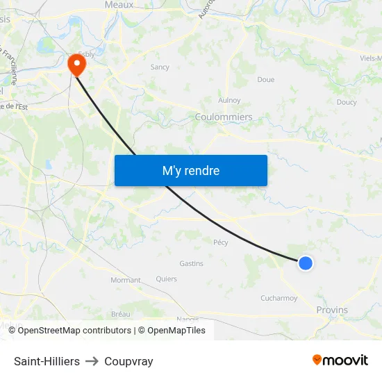 Saint-Hilliers to Coupvray map