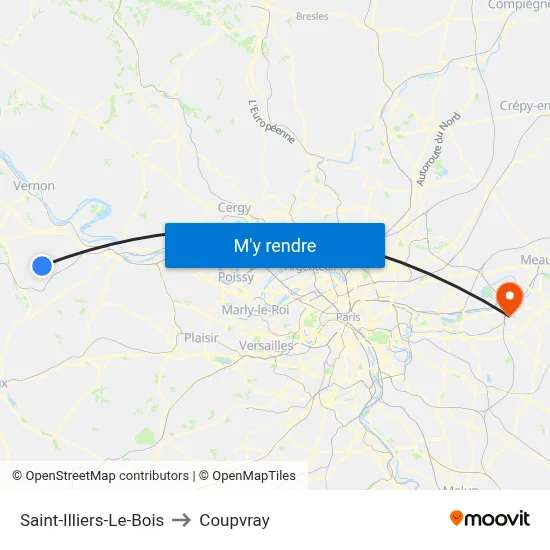 Saint-Illiers-Le-Bois to Coupvray map