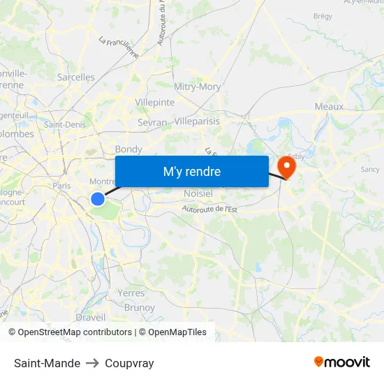 Saint-Mande to Coupvray map