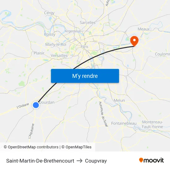 Saint-Martin-De-Brethencourt to Coupvray map