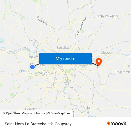 Saint-Nom-La-Breteche to Coupvray map