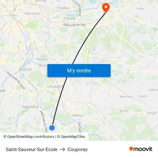 Saint-Sauveur-Sur-Ecole to Coupvray map