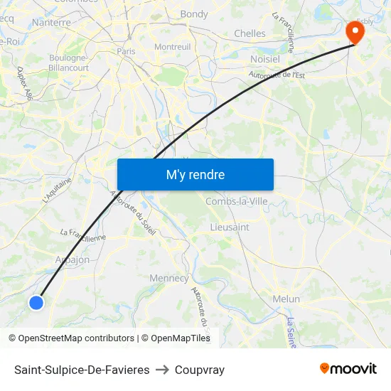 Saint-Sulpice-De-Favieres to Coupvray map