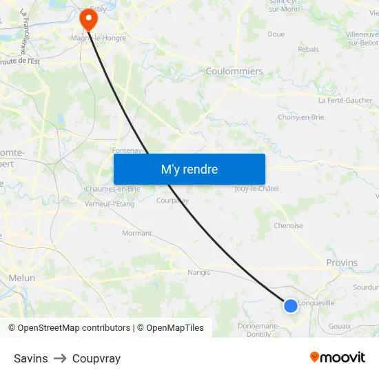 Savins to Coupvray map