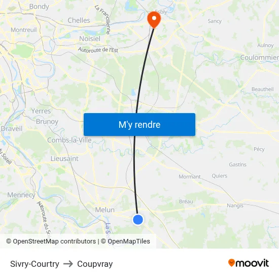 Sivry-Courtry to Coupvray map