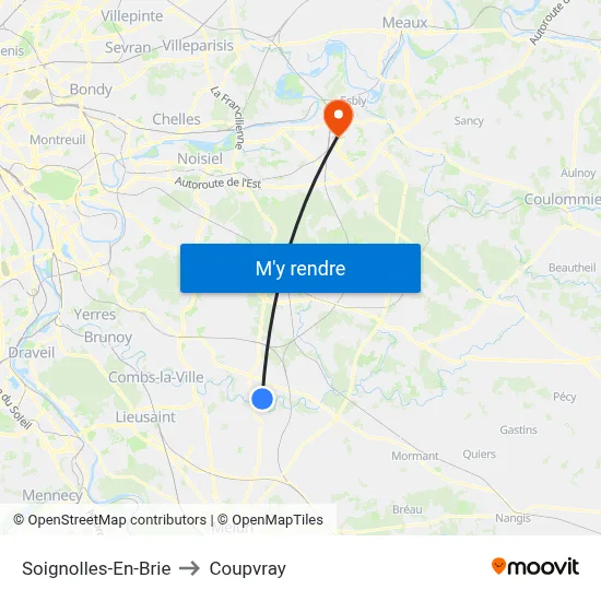 Soignolles-En-Brie to Coupvray map