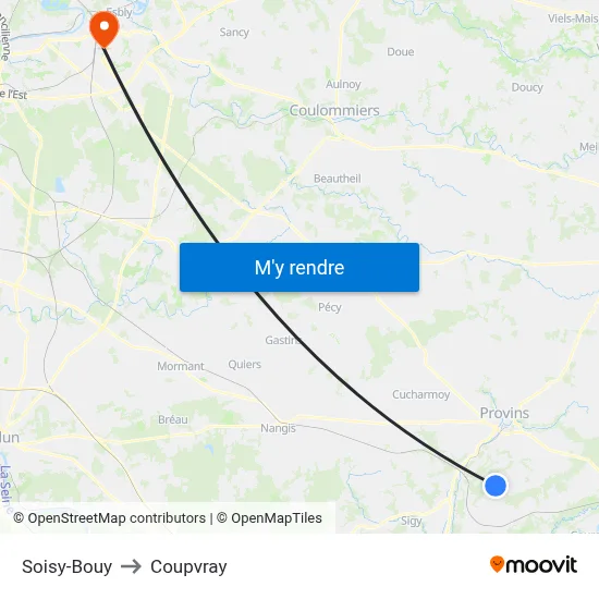 Soisy-Bouy to Coupvray map