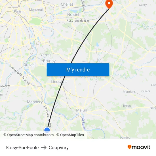 Soisy-Sur-Ecole to Coupvray map