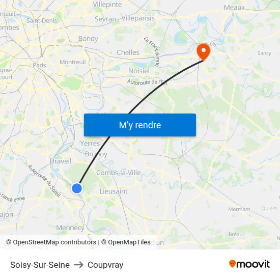 Soisy-Sur-Seine to Coupvray map