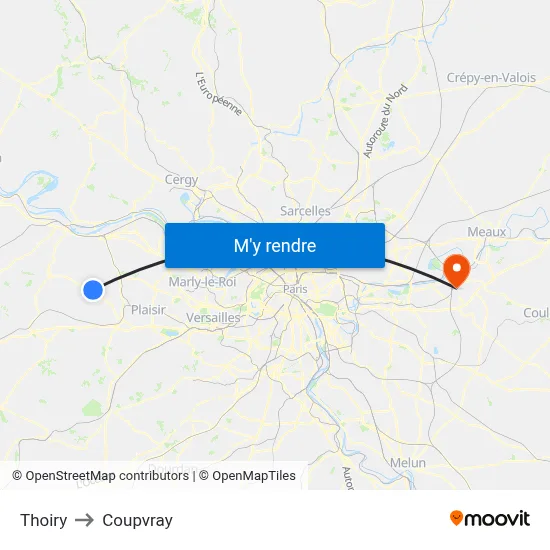 Thoiry to Coupvray map