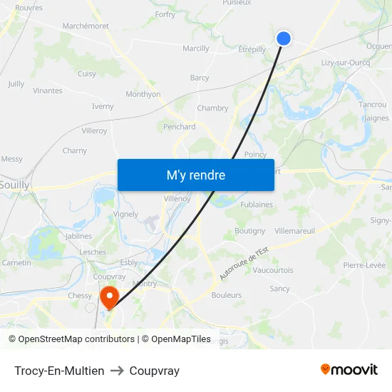 Trocy-En-Multien to Coupvray map