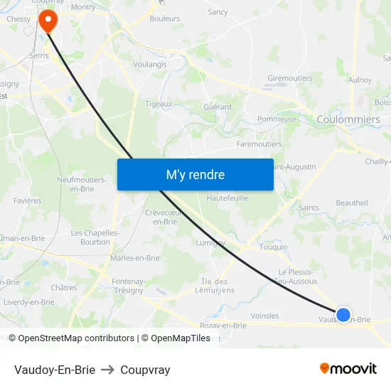 Vaudoy-En-Brie to Coupvray map