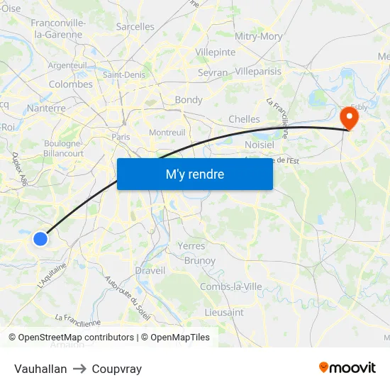 Vauhallan to Coupvray map