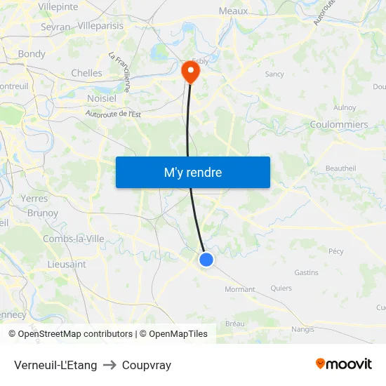Verneuil-L'Etang to Coupvray map