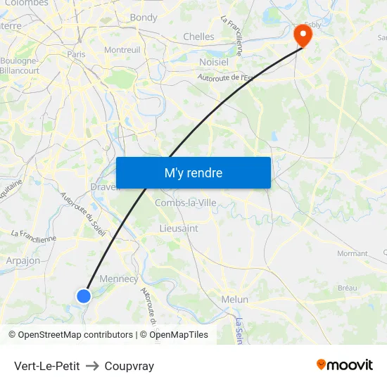 Vert-Le-Petit to Coupvray map