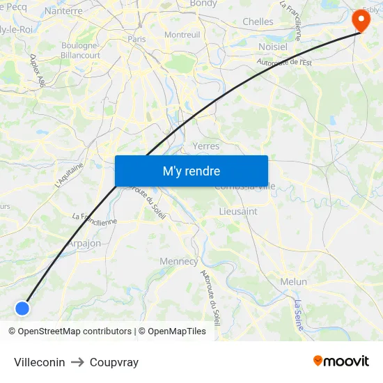 Villeconin to Coupvray map