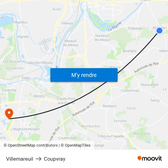 Villemareuil to Coupvray map