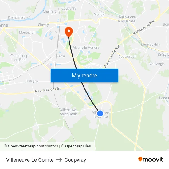 Villeneuve-Le-Comte to Coupvray map