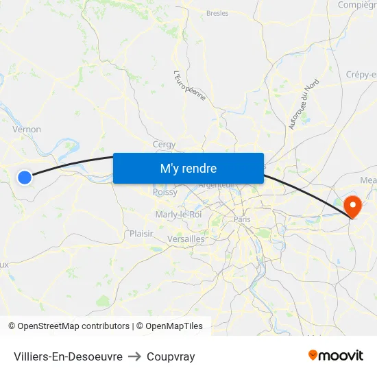 Villiers-En-Desoeuvre to Coupvray map