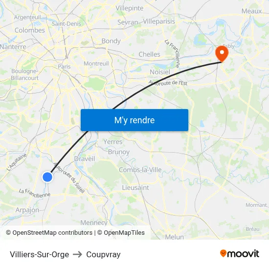 Villiers-Sur-Orge to Coupvray map