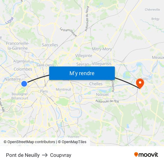 Pont de Neuilly to Coupvray map