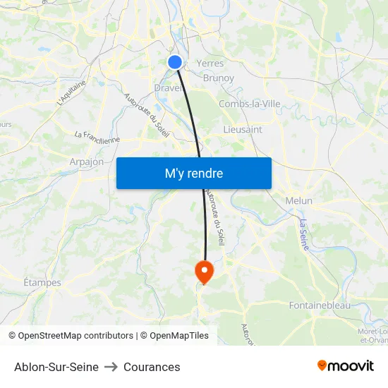Ablon-Sur-Seine to Courances map