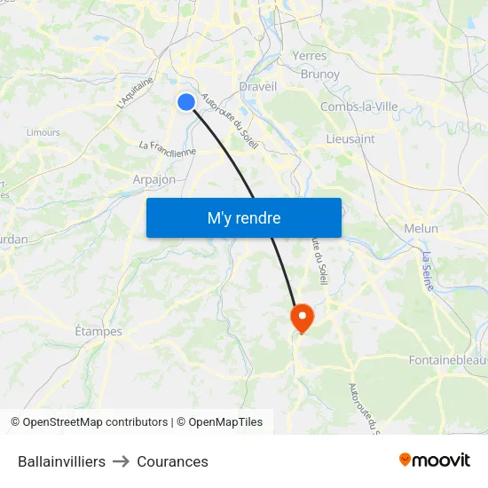 Ballainvilliers to Courances map