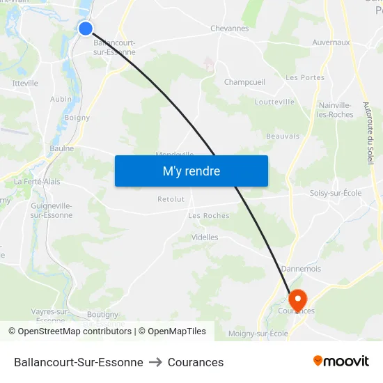 Ballancourt-Sur-Essonne to Courances map