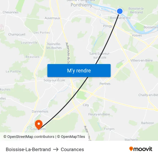 Boissise-La-Bertrand to Courances map