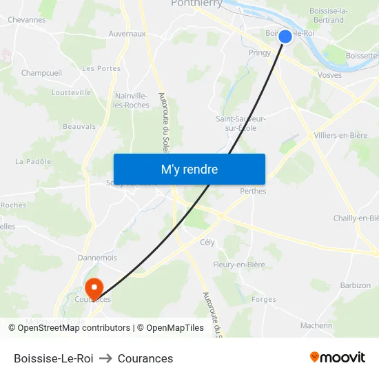 Boissise-Le-Roi to Courances map