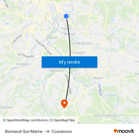 Bonneuil-Sur-Marne to Courances map