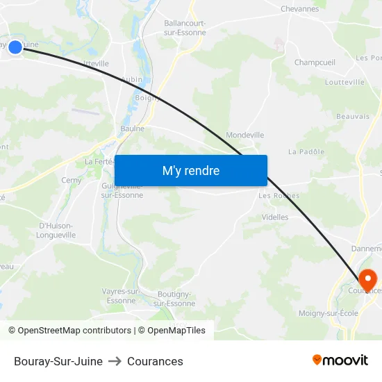 Bouray-Sur-Juine to Courances map