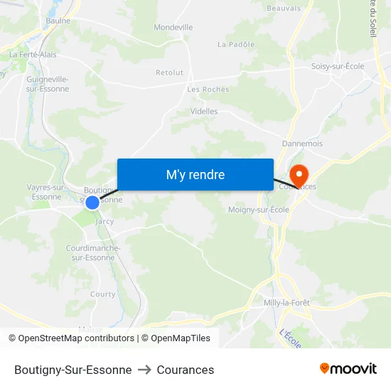 Boutigny-Sur-Essonne to Courances map