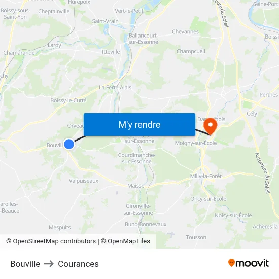 Bouville to Courances map