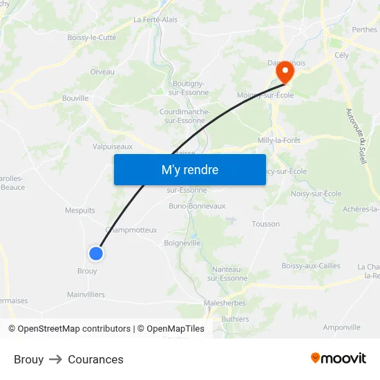 Brouy to Courances map