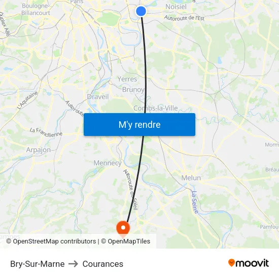 Bry-Sur-Marne to Courances map
