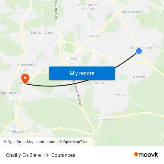 Chailly-En-Biere to Courances map