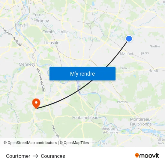 Courtomer to Courances map