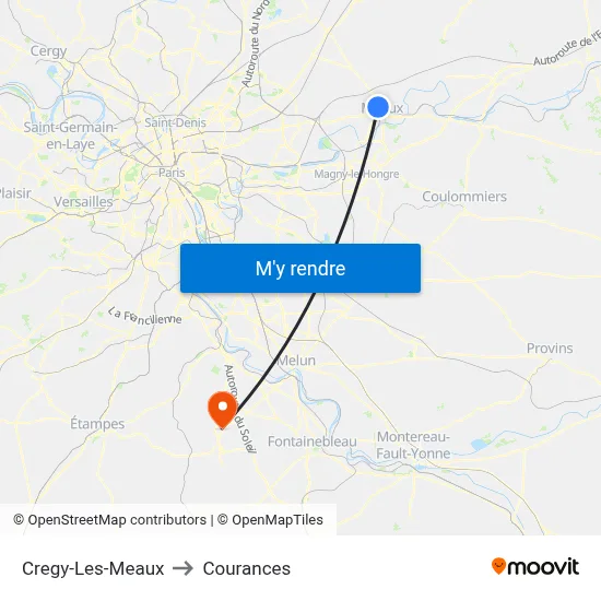 Cregy-Les-Meaux to Courances map
